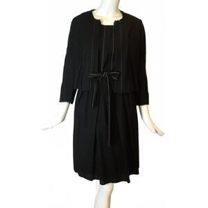 NEW PAULE KA women's stitch detail dress and jacket set in black